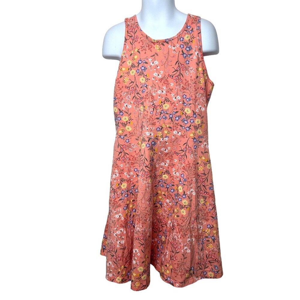 Old Navy Girls Tank Dress M 8 Pink Floral Fit Flare Cotton Summer Spring Casual